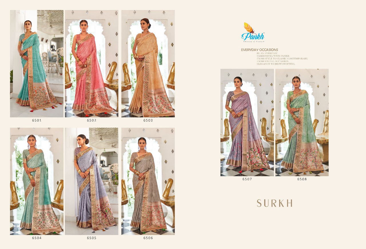 Surkh By Pankh Weaving Printed Sarees Catalog
